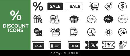 Discount Offer Sale Promotion Icon Vector Pack Stock Vector