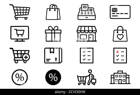 Shopping Retail Store E-Commerce Icon Pack Stock Vector