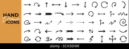 Hand Drawn Arrow Sketch Icon Vector Pack Stock Vector