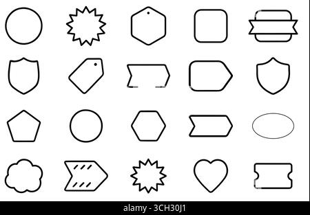 Geometric Outline Shape Symbol Icon Vector Set Stock Vector