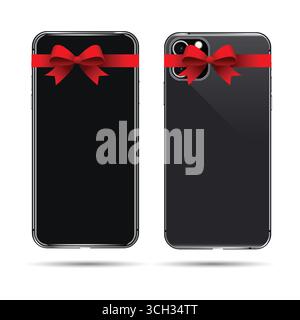 the latest smartphone with gray and white background Stock Vector