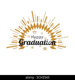 Elegant Ornament with Happy Graduation Text Decoration Stock Vector