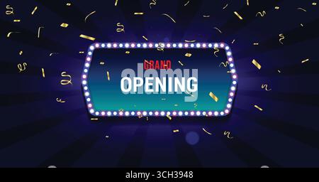 grand opening with golden ribbon and light blue decoration Stock Vector