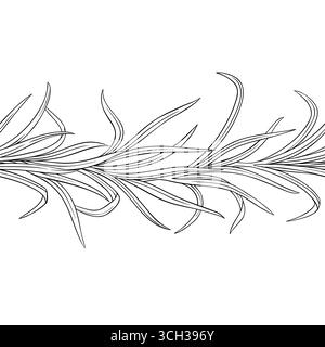 Lemongrass Outline Horizontal Seamless Pattern. Stock Vector