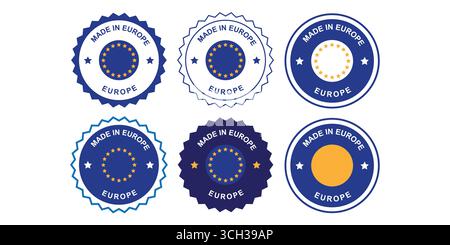 Made in Europe Stamps and Badges Set Stock Vector