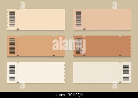Ticket Template with Barcodes Vector Illustration. Stock Vector