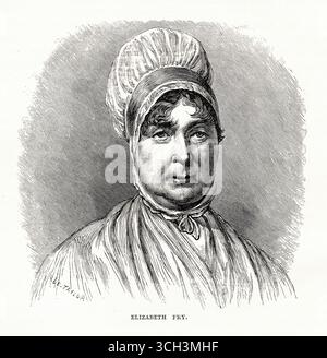 A portrait of Elizabeth Fry, an English social reformer known for her ...