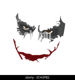 Joker Face Illustration on White Background Stock Vector