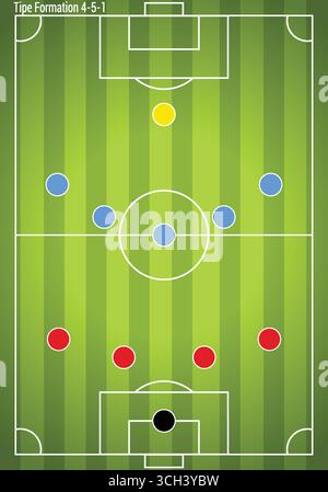 Cartoon Style Soccer Field with Realistic Dimension Stock Vector