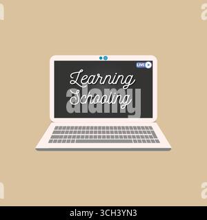 Laptop Mockup for Online Distance Learning Concept Stock Vector