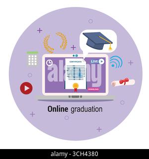 Laptop Mockup for Online Distance Learning Concept Stock Vector