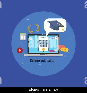 Laptop Mockup for Online Distance Learning Concept Stock Vector