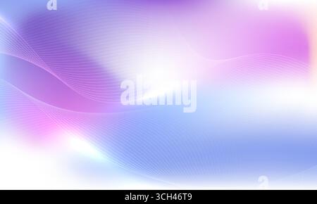 Abstract modern blue and pink gradient background with curved wavy lines. Vector illustration Stock Vector