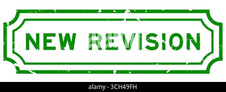 Grunge green new revision word square rubber stamp on white background Stock Vector