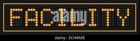 Orange color led banner in word facility on black background Stock Vector