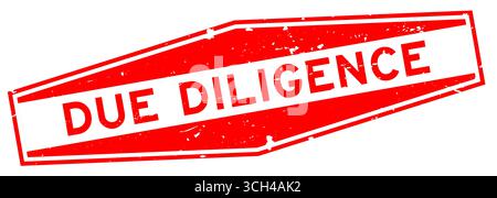 Grunge red due diligence word hexagon rubber seal stamp on white background Stock Vector