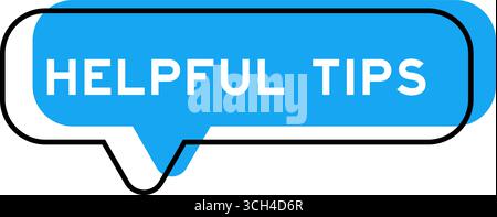 Speech banner and blue shade with word helpful tips on white background Stock Vector