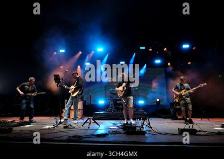 Jedburgh, UK. 31st Aug, 2025. Western End performs onstage during day two of EdgeFest 2025 at Lilliardsedge near Jedburgh on August 30, 2025. EdgeFest 2025, Music Festival. A growing music festival, in the Scottish Borders, now in its third year, being held at Lilliardsedge, near Jedburgh. Music and entertainment for all the family, under the big top. ( Credit: Rob Gray/Alamy Live News Stock Photo