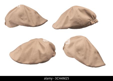 Light brown ascot cap isolated on a white background. Stock Photo