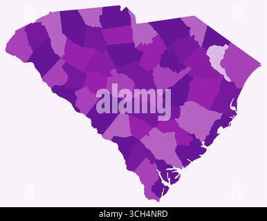 Map of South Carolina with counties. A simple state border map with ...
