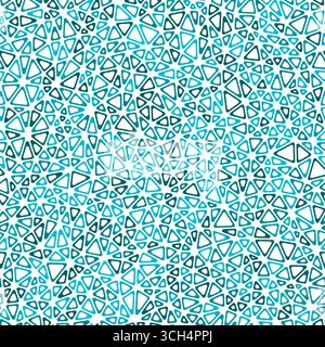 Triangles vector pattern. Tiny triangles size. Mono-tone style. Rounded triangular cells outlined. Repeatable pattern. Aqua Depths. Stock Vector