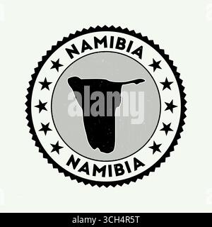Namibia emblem. Country round stamp with the shape of Namibia, isolines, and round text. Artistic badge. Stylish vector illustration. Stock Vector