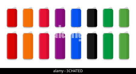 Soda Can. Beverage Drink Can. Empty Can for Soda, Beer or Energy Drink. Vector Illustration Isolated on White Background Stock Vector