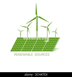 Renewable Energy Source Icon. Green energy. Environmentally friendly. Vector Illustration Isolated on White Background. Stock Vector