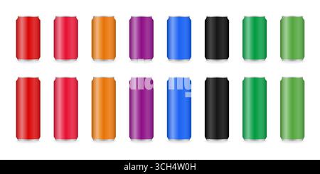 Aluminum Can. Metal Beverage Drink Can. Empty Metal Can for Soda, Beer or Energy Drink. Vector Illustration Isolated on White Background Stock Vector