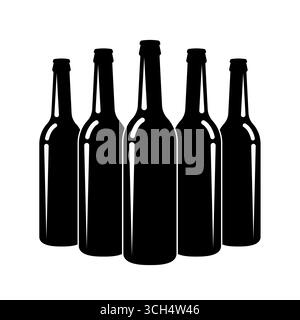 Beer Bottle Icon Vector Illustration Isolated on White Background. Stock Vector