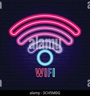 Wifi with Latest Technology and Decorated with Sparking Neon Stock Vector