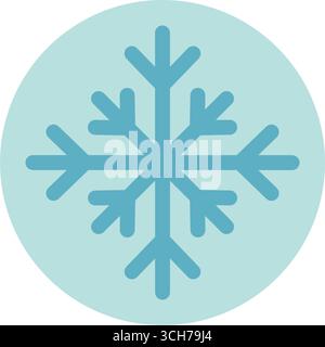 Flat Blue Snowflake Circle Sticker Badge Stock Vector