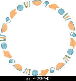Minimal Colorful Round Fitness Frame Stock Vector
