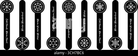 Winter Snow Flake Sticker Label Set Stock Vector