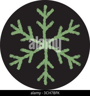 Chalk Snowflake Sticker Black Circle Stock Vector
