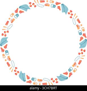 Colorful Minimal Gym Equipment Frame Stock Vector