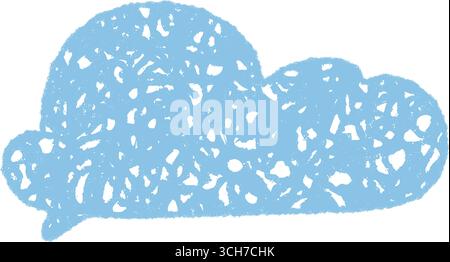 Blue Crayon Speech Cloud Bubble Stock Vector