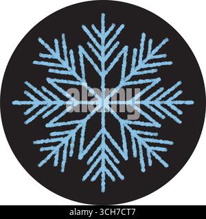 Crayon Snowflake Label In Black Circle Stock Vector