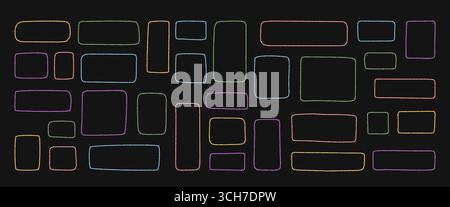 Organic Crayon Rectangle Outline Textbox Set Stock Vector