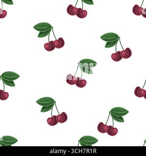 Seamless cherry pattern on white background Stock Vector