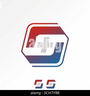 Logo design graphic concept creative premium vector stock image top sell initial S font square 3D box with plus inside medical care hospital help tech Stock Vector