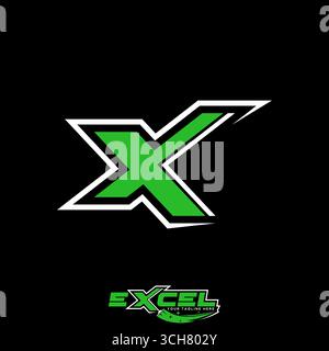 Logo design graphic concept creative premium vector stock image top sell letter X font with cutting contour typography game sport tech style monogram Stock Vector
