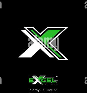 Logo design graphic concept creative premium vector stock image top sell initial X font with cutting modern typography game sport tech style monogram Stock Vector