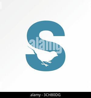 Logo design graphic concept creative premium vector stock image top sell initial S font with bird side negative space fauna peak typography brand shop Stock Vector