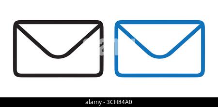 Mail Envelope Icon Set – Email Symbol in Solid and Outline Style for Communication and Messaging Design Stock Vector