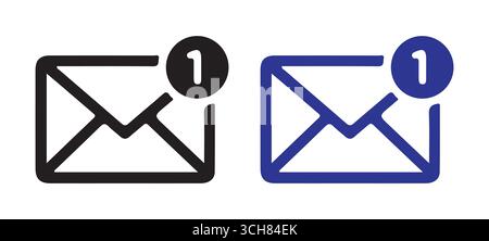 Mail Envelope Icon Set – Email Symbol in Solid and Outline Style for Communication and Messaging Design Stock Vector