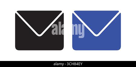 Mail Envelope Icon Set – Email Symbol in Solid and Outline Style for Communication and Messaging Design Stock Vector