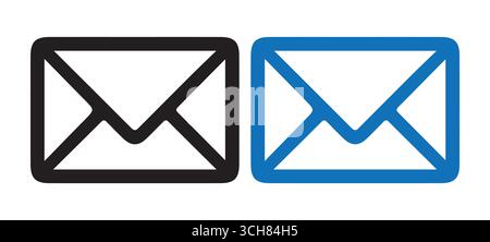 Mail Envelope Icon Set – Email Symbol in Solid and Outline Style for Communication and Messaging Design Stock Vector