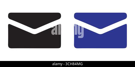Mail Envelope Icon Set – Email Symbol in Solid and Outline Style for Communication and Messaging Design Stock Vector