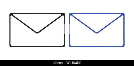 Mail Envelope Icon Set – Email Symbol in Solid and Outline Style for Communication and Messaging Design Stock Vector